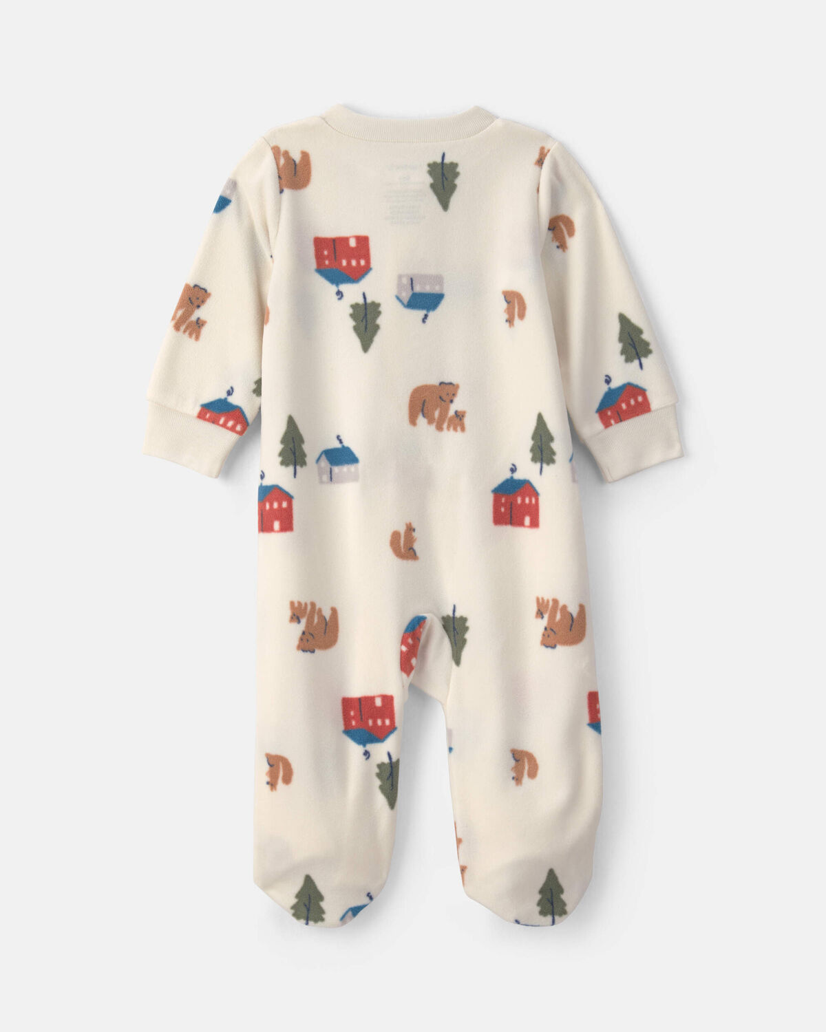Baby Bear Cabin Fleece 2-Way Zip Sleep & Play Pajamas - Cream - Image 2