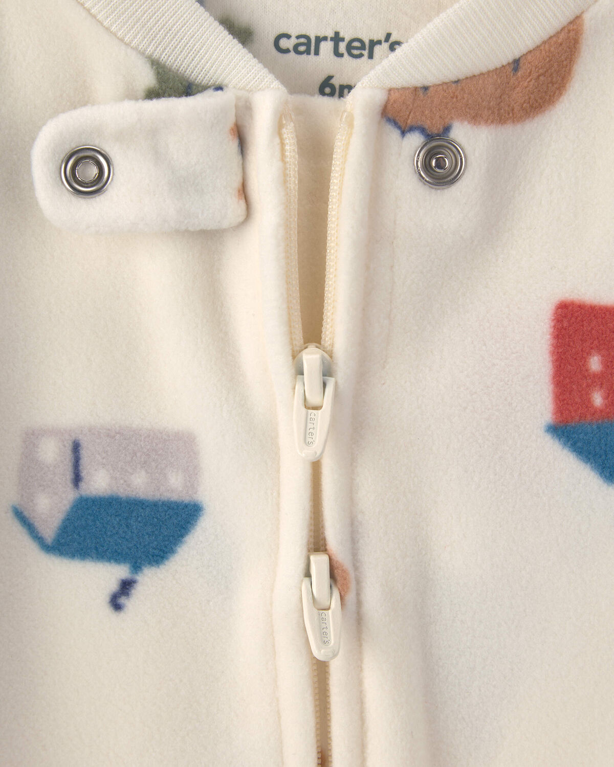 Baby Bear Cabin Fleece 2-Way Zip Sleep & Play Pajamas - Cream - Image 3