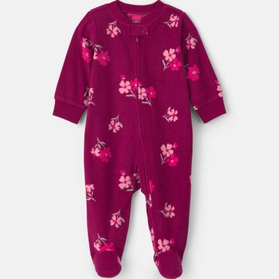 Baby Girl Floral Fleece 2-Way Zip Sleep & Play Pajamas - Purple