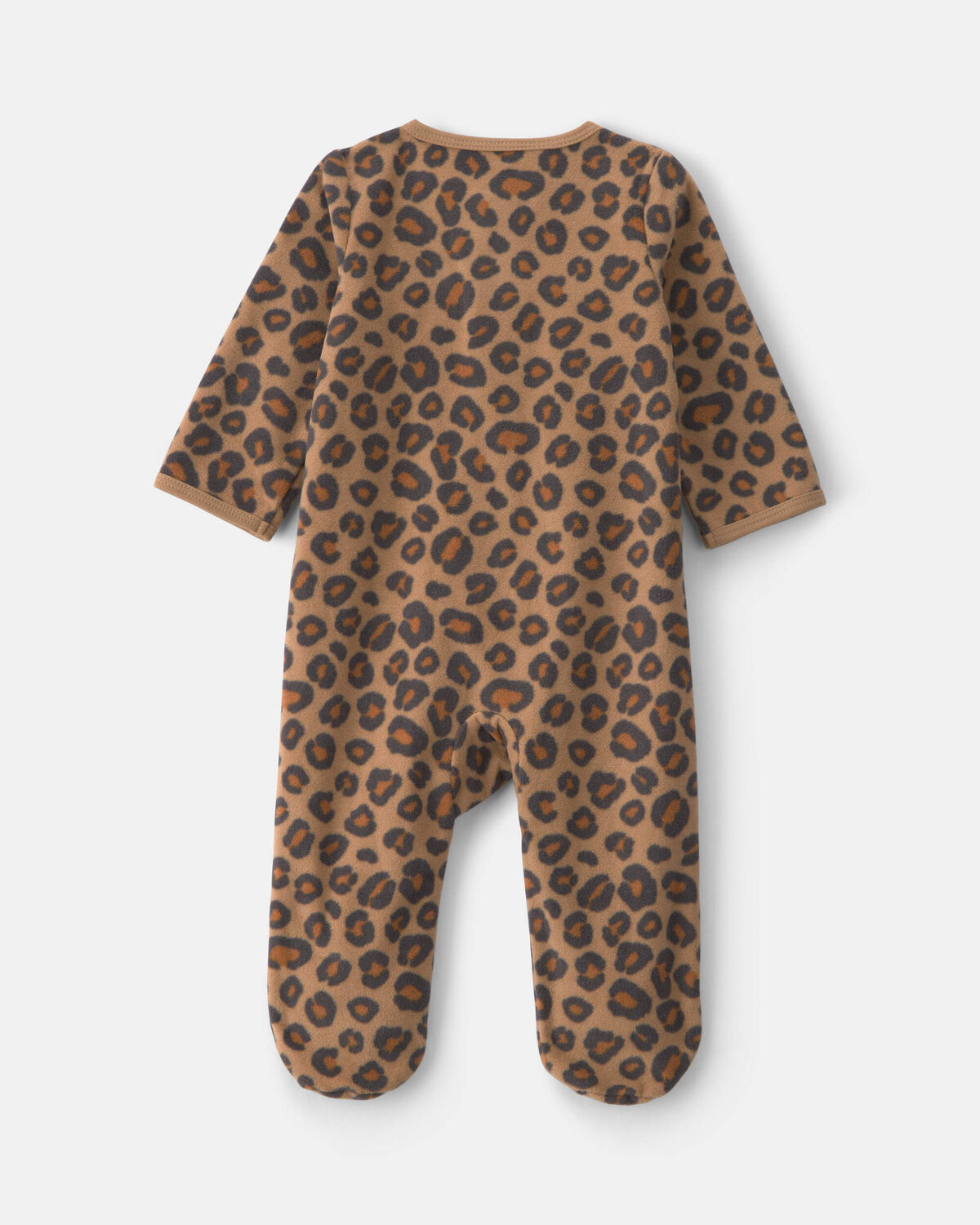 Baby Girl Leopard Fleece 2-Way Zip Sleep & Play Pajamas - Brown - Image 2