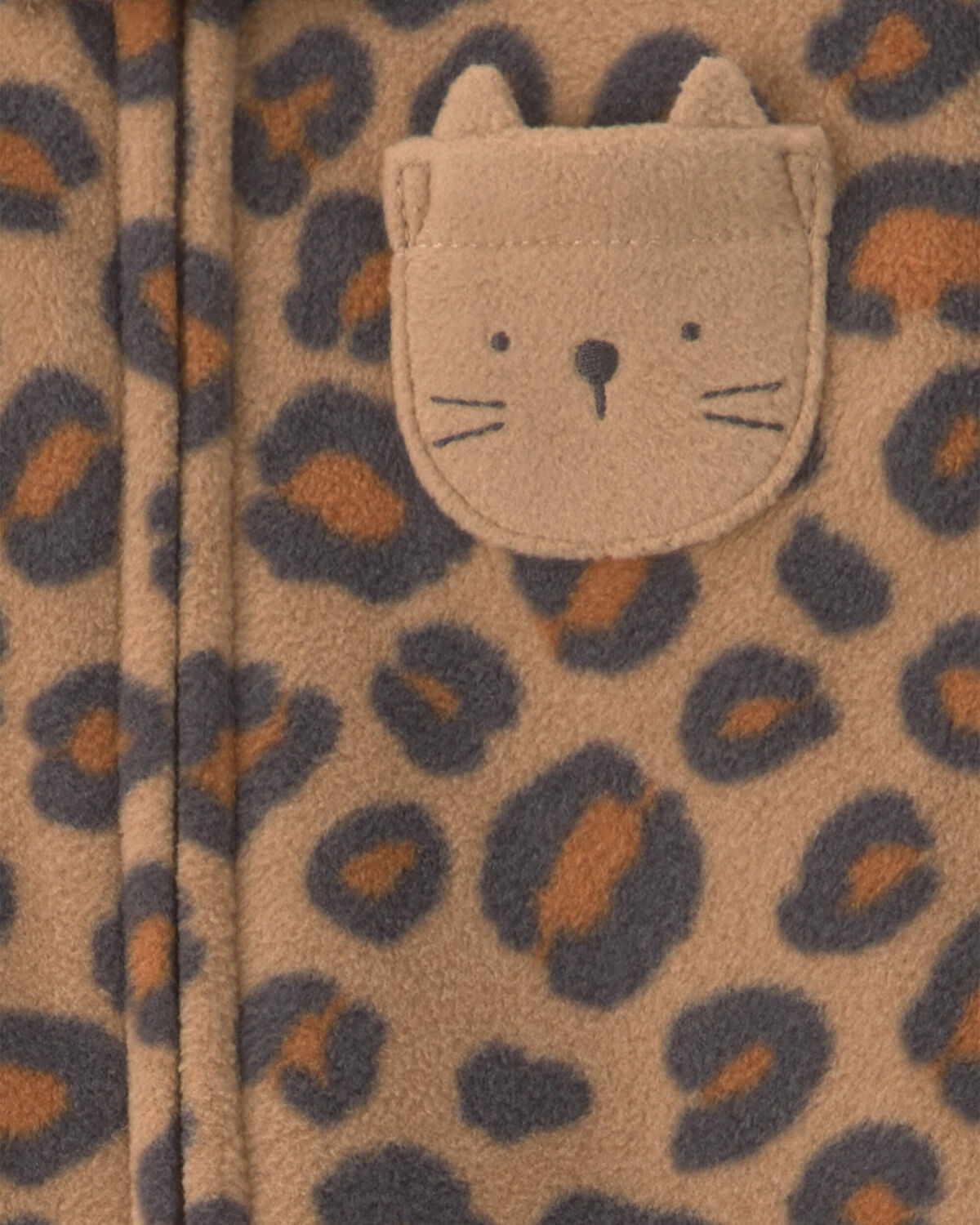 Baby Girl Leopard Fleece 2-Way Zip Sleep & Play Pajamas - Brown - Image 3