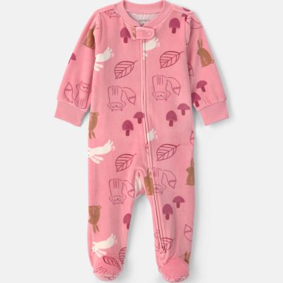 Baby Girl Autumn 2-Zip DreamPlush Sleep & Play Pajamas - Pink