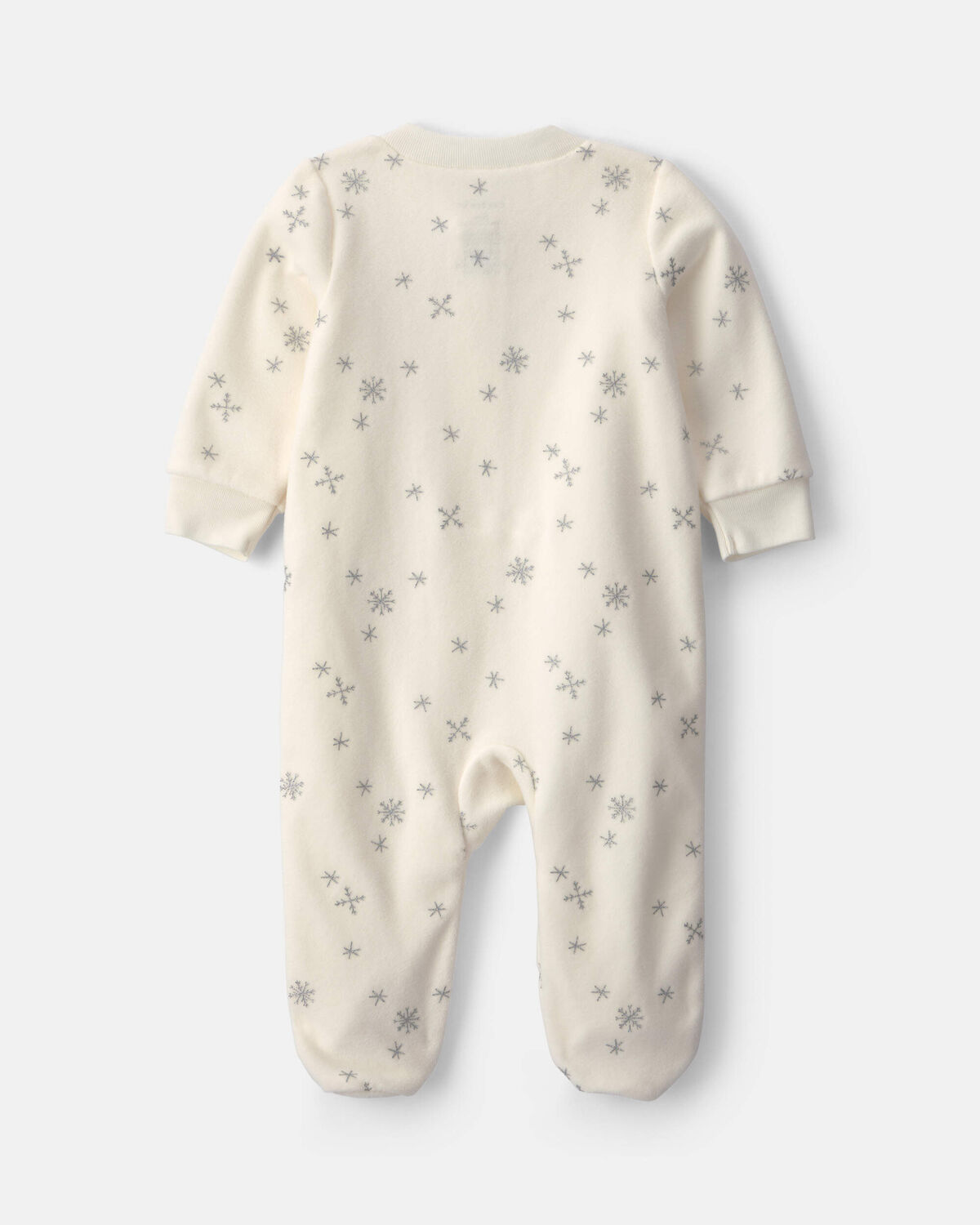 Baby Girl Snowflake Fleece 2-Way Zip Sleep & Play Pajamas - Cream - Image 2