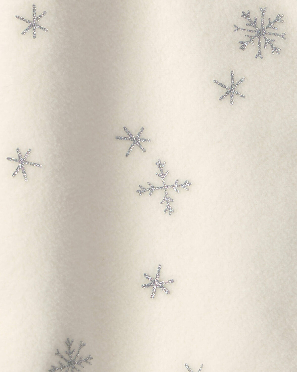 Baby Girl Snowflake Fleece 2-Way Zip Sleep & Play Pajamas - Cream - Image 4
