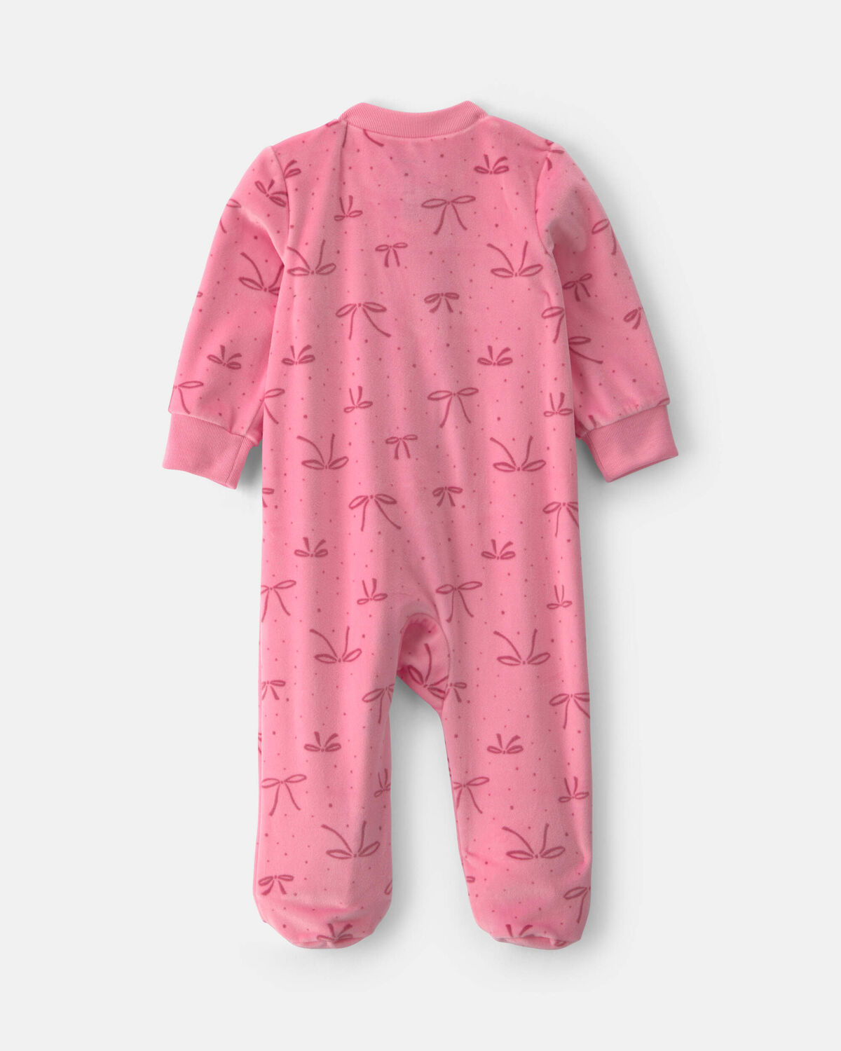 Baby Girl Bow Fleece 2-Way Zip DreamPlush Sleep & Play Pajamas - Pink - Image 2
