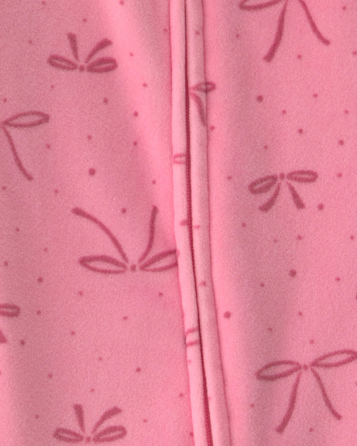 Baby Girl Bow Fleece 2-Way Zip DreamPlush Sleep & Play Pajamas - Pink - Image 4