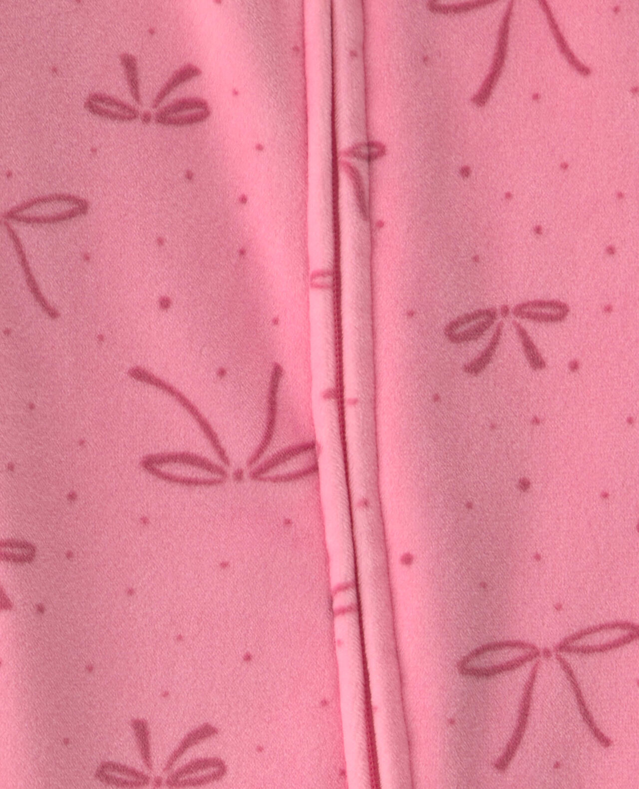 Baby Girl Bow Fleece 2-Way Zip DreamPlush Sleep & Play Pajamas - Pink - Image 5