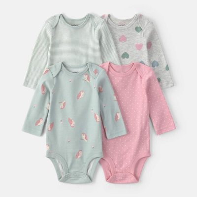 Baby Girl 4-Pack Owl Long-Sleeve Multipack Bodysuits