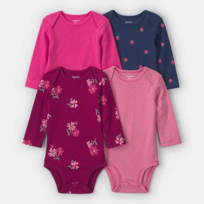 Baby Girl 4-Pack Floral Long-Sleeve Multipack Bodysuits