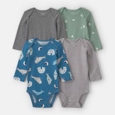 Baby Boy 4-Pack Arctic Long-Sleeve Multipack Bodysuits