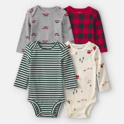 Baby Boy 4-Pack Holiday Long-Sleeve Multipack Bodysuits
