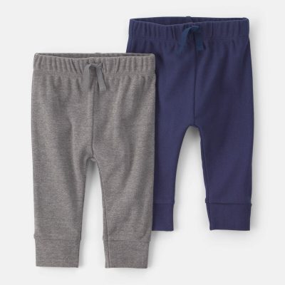Baby Boy 2-Pack Cotton Pull-On Pants - Navy Blue