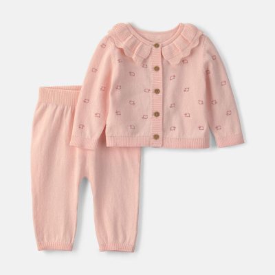 Baby Girl 2-Piece Sheep Long-Sleeve Top & Pant Set - Pink