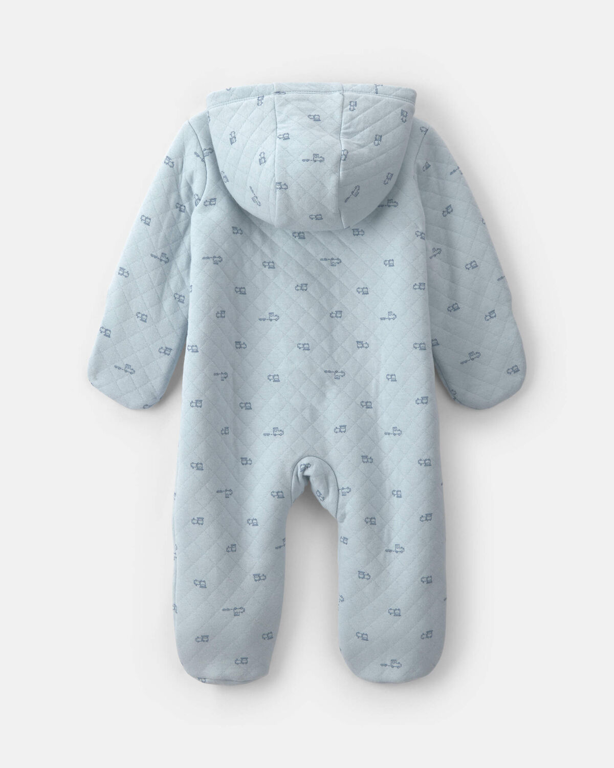 Baby Boy Train Teddy Fleece Long-Sleeve Jumpsuit - Blue - Image 2