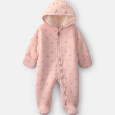 Baby Girl Sheep Teddy Fleece Long-Sleeve Jumpsuit - Pink