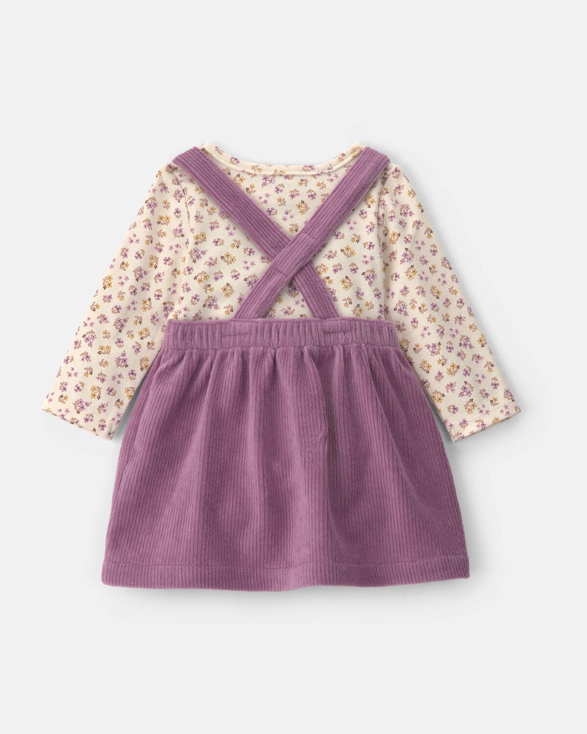 Baby Girl 2-Piece Fox Velvety Long-Sleeve Dress Set - Purple/Cream - Image 2
