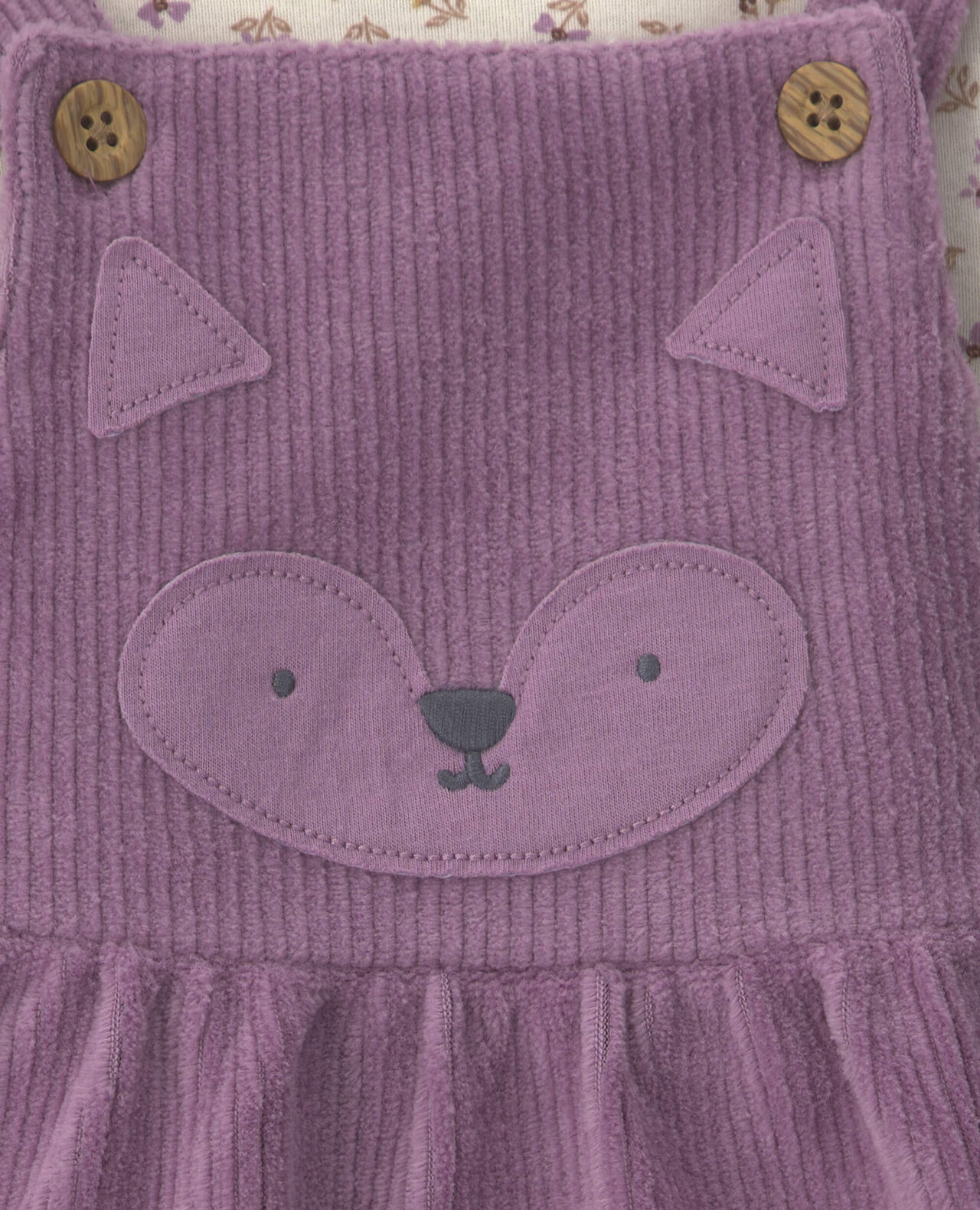 Baby Girl 2-Piece Fox Velvety Long-Sleeve Dress Set - Purple/Cream - Image 6