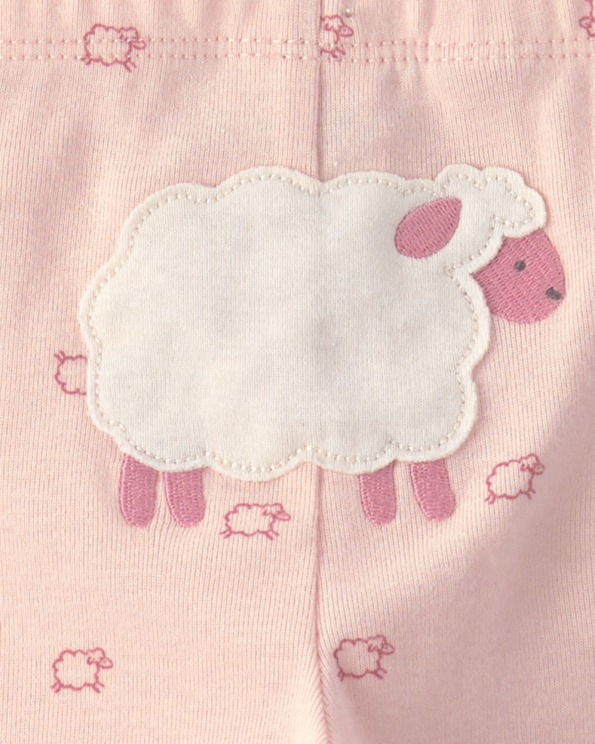 Baby Girl 3-Piece Sheep Long-Sleeve Bodysuit & Pant Set - Pink/Cream - Image 5