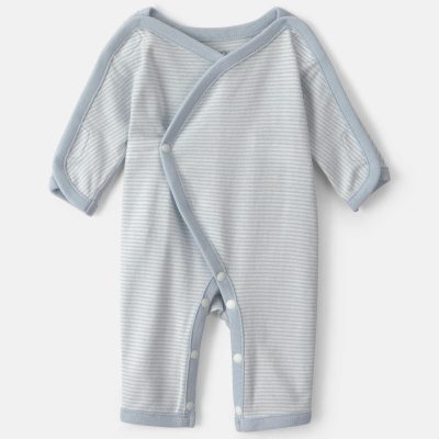 Baby Boy Striped 100% Cotton Sleep & Play Pajama - Blue