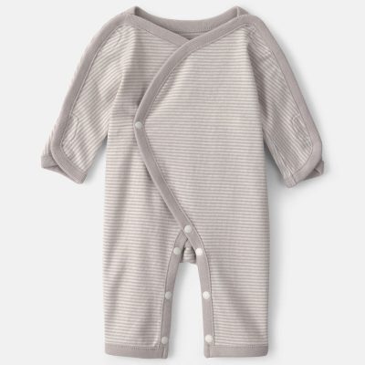 Baby Striped 100% Cotton Sleep & Play Pajama - Grey