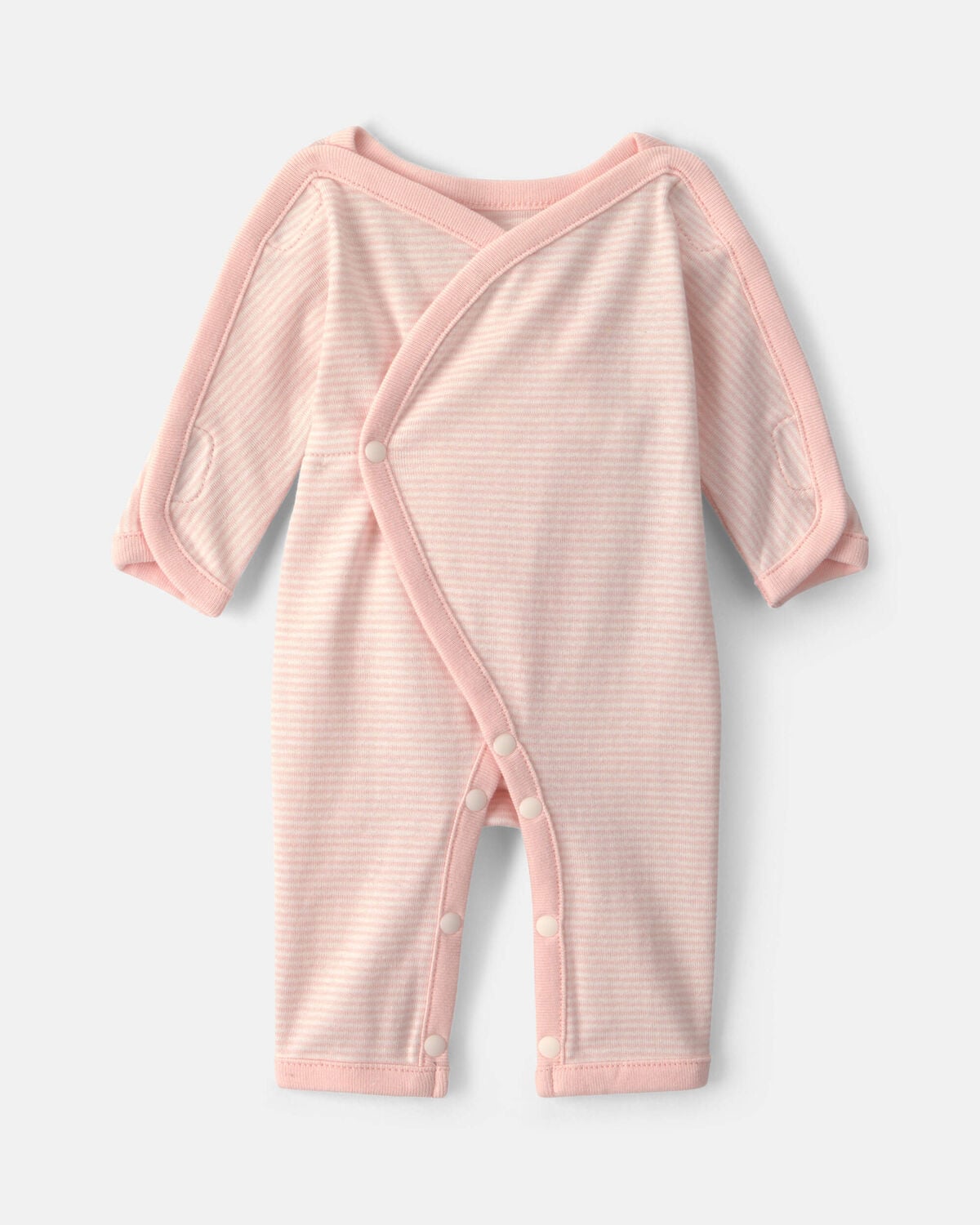 Baby Girl Striped 100% Cotton Sleep & Play Pajama - Pink