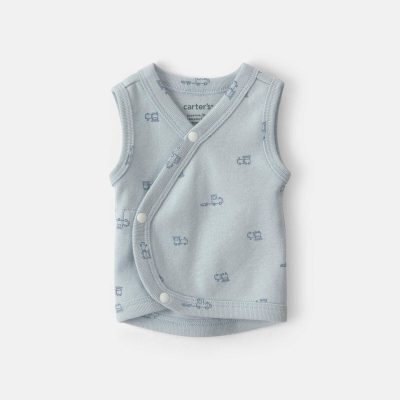 Baby Boy Train Side-Snap Tank - Blue