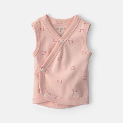 Baby Girl Sheep Side-Snap Tank - Pink