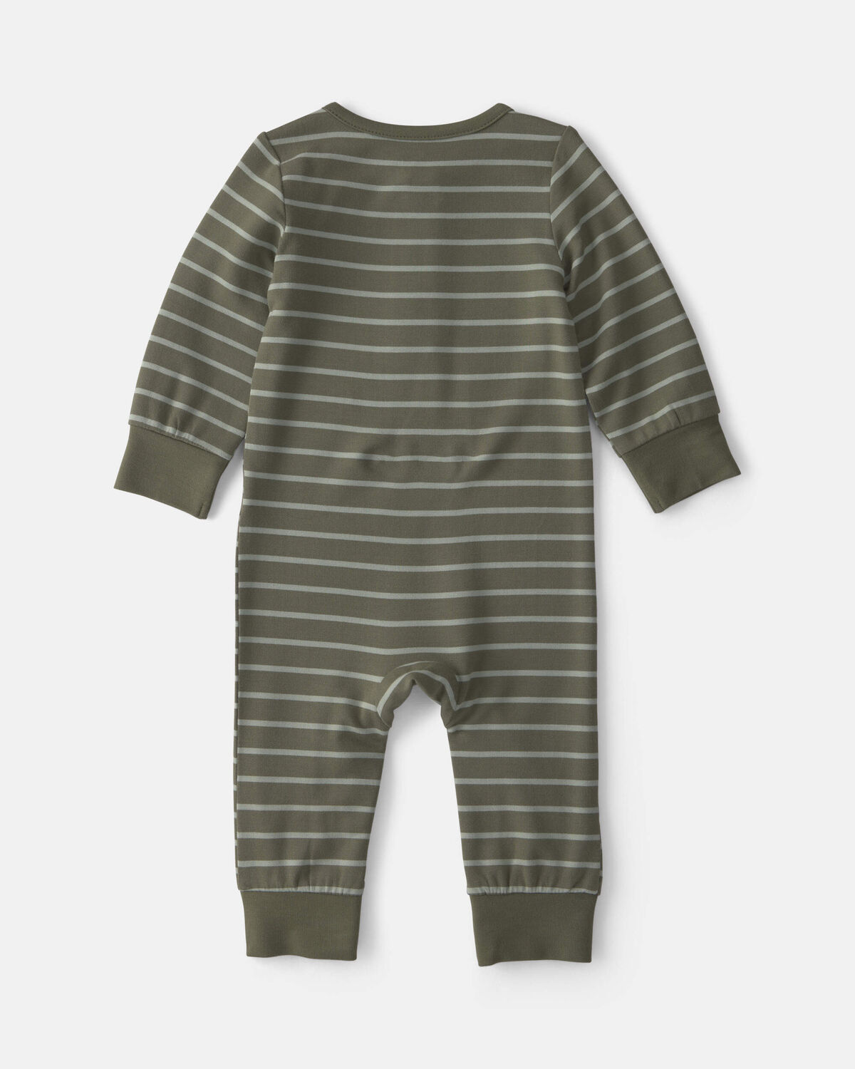 Baby Boy Striped PurelySoft™ Long-Sleeve Jumpsuit - Olive Green - Image 2