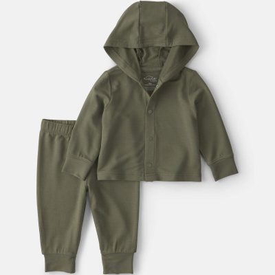 Baby Boy 2-Piece PurelySoft™ Hoodie Layering Set - Olive Green