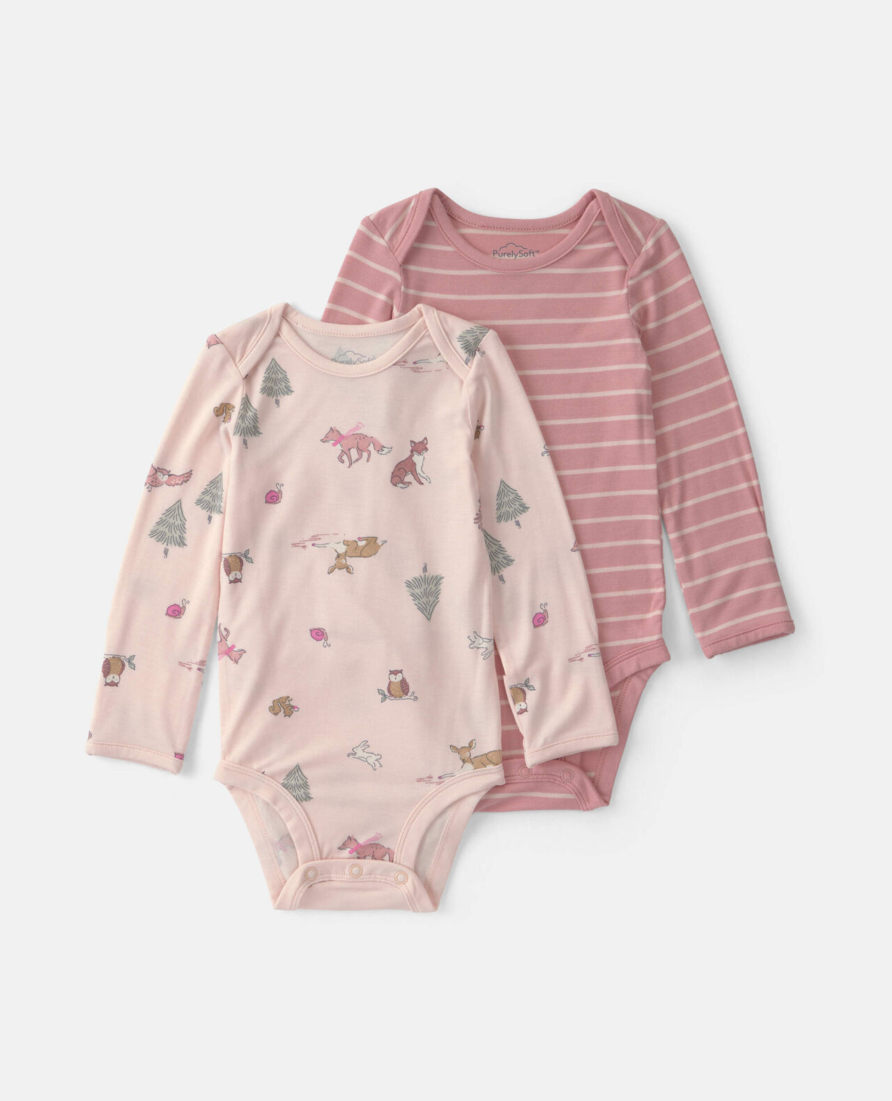 Baby Girl 2-Pack Woodland PurelySoft™ Long-Sleeve Multipack Bodysuits - Pink - Image 6