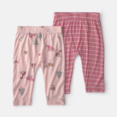 Baby Girl 2-Pack Woodland PurelySoft™ Pull-On Pants - Pink