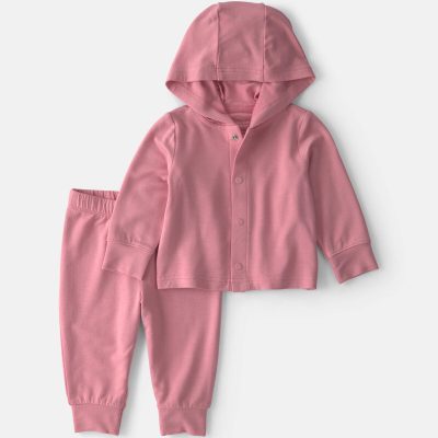 Baby Girl 2-Piece PurelySoft™ Hoodie Layering Set - Pink
