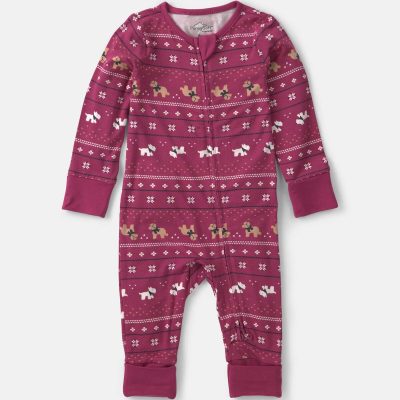 Baby Fair Isle PurelySoft™ 2-Way Zip Sleep & Play Pajamas - Burgundy