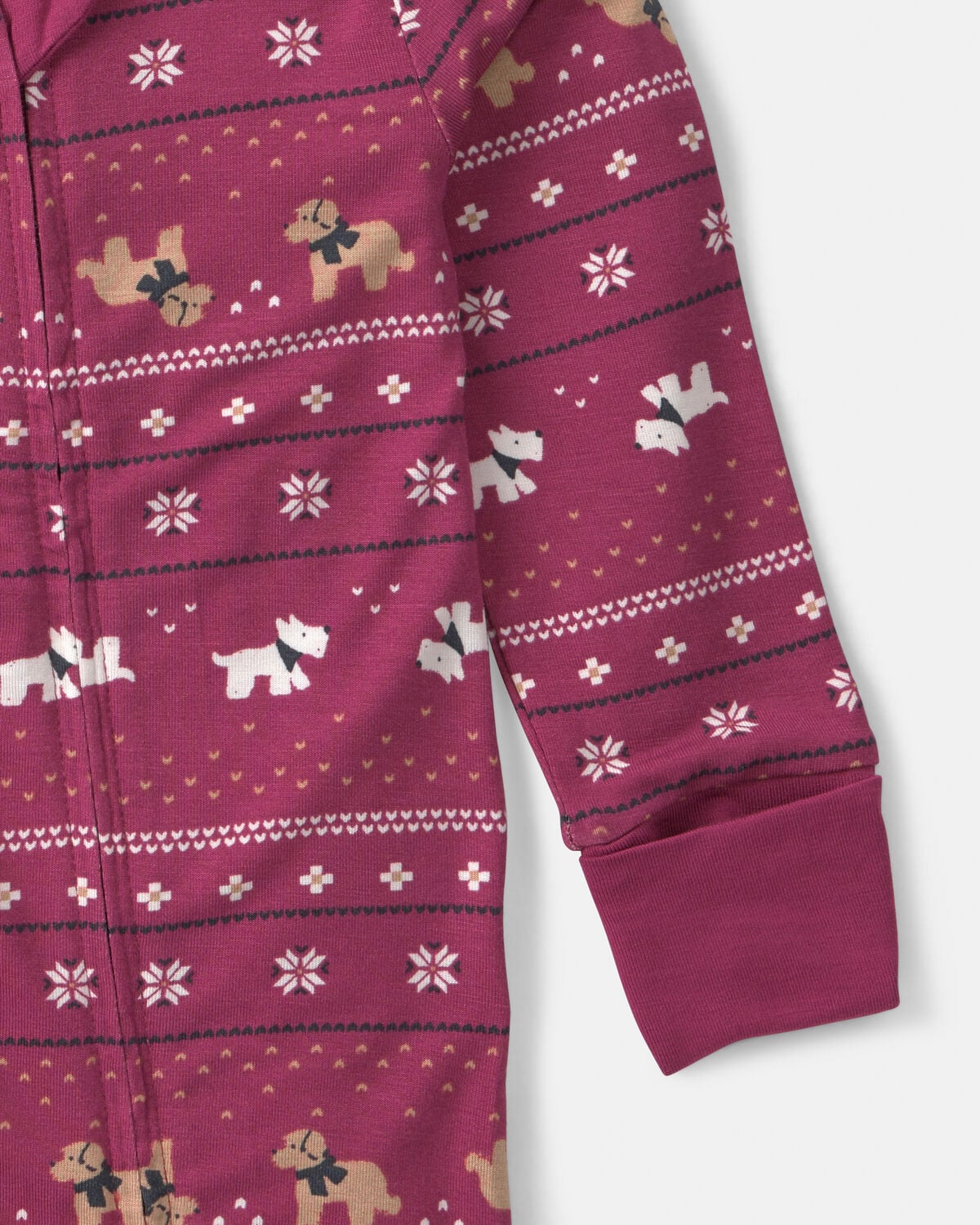 Baby Fair Isle PurelySoft™ 2-Way Zip Sleep & Play Pajamas - Burgundy - Image 3