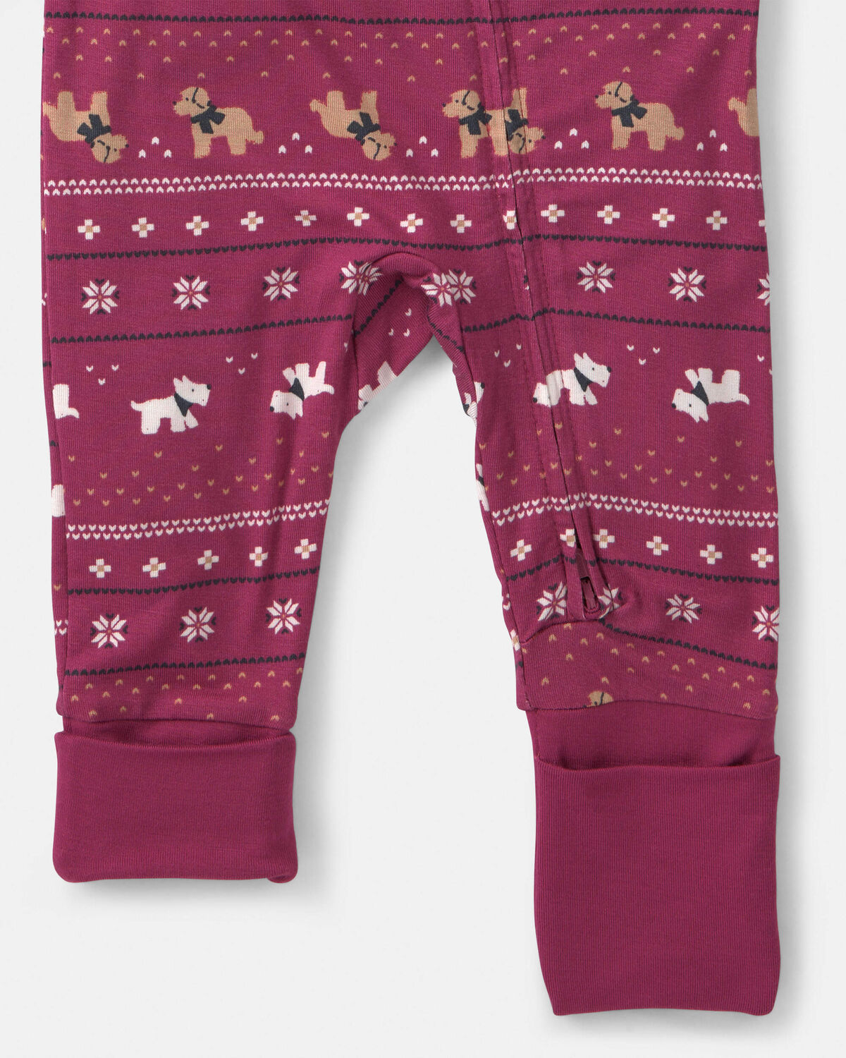 Baby Fair Isle PurelySoft™ 2-Way Zip Sleep & Play Pajamas - Burgundy - Image 4