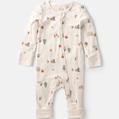 Baby North Pole PurelySoft™ 2-Way Zip Sleep & Play Pajamas - Cream