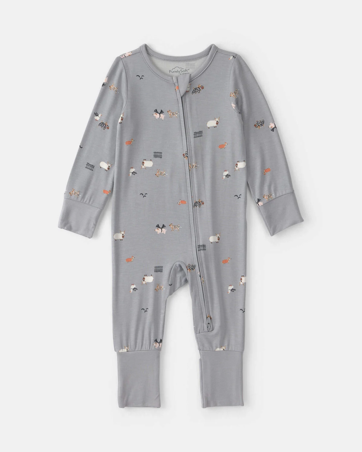 Baby Halloween PurelySoft™ 2-Way Zip Sleep & Play Pajamas - Grey - Image 2