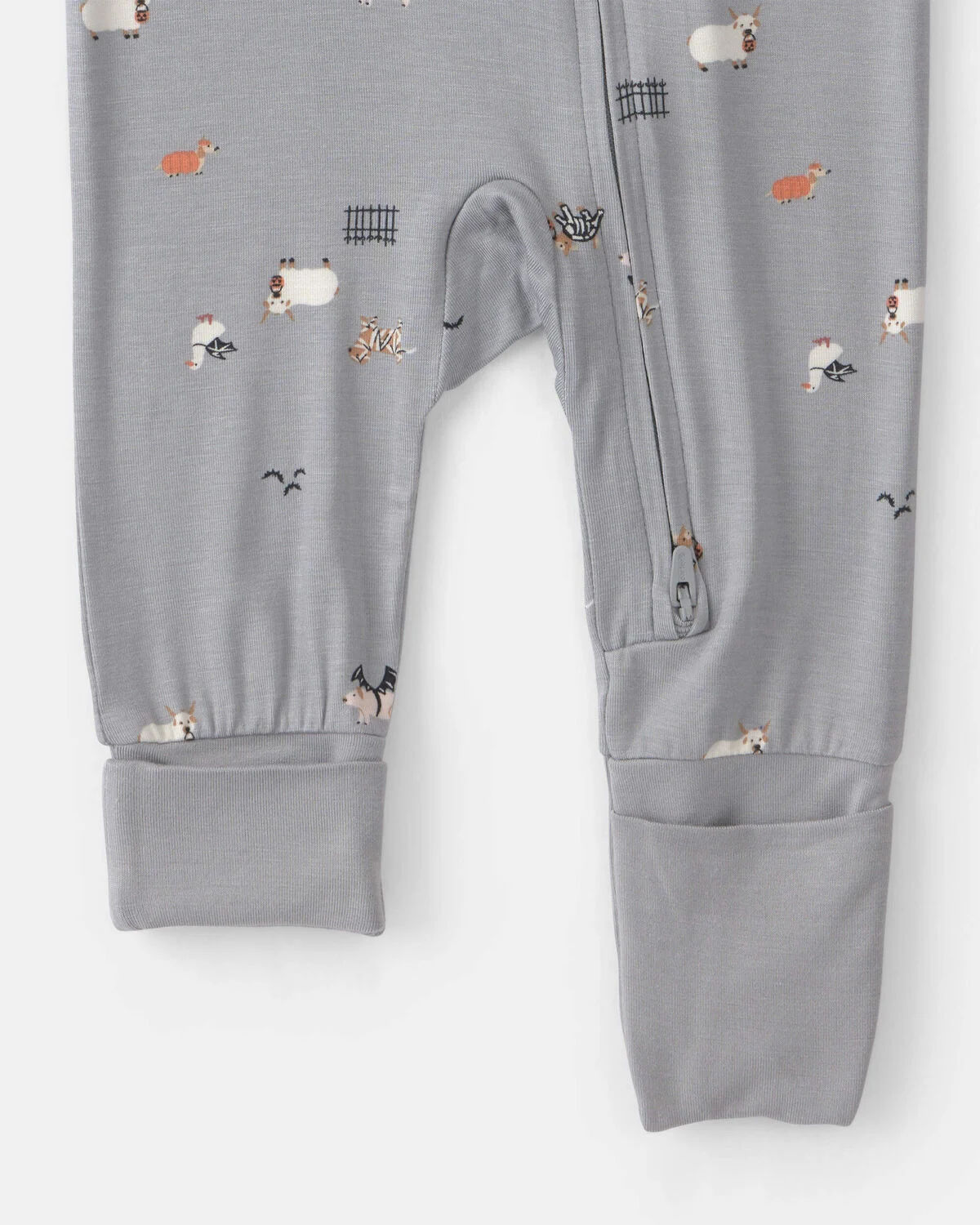 Baby Halloween PurelySoft™ 2-Way Zip Sleep & Play Pajamas - Grey - Image 3