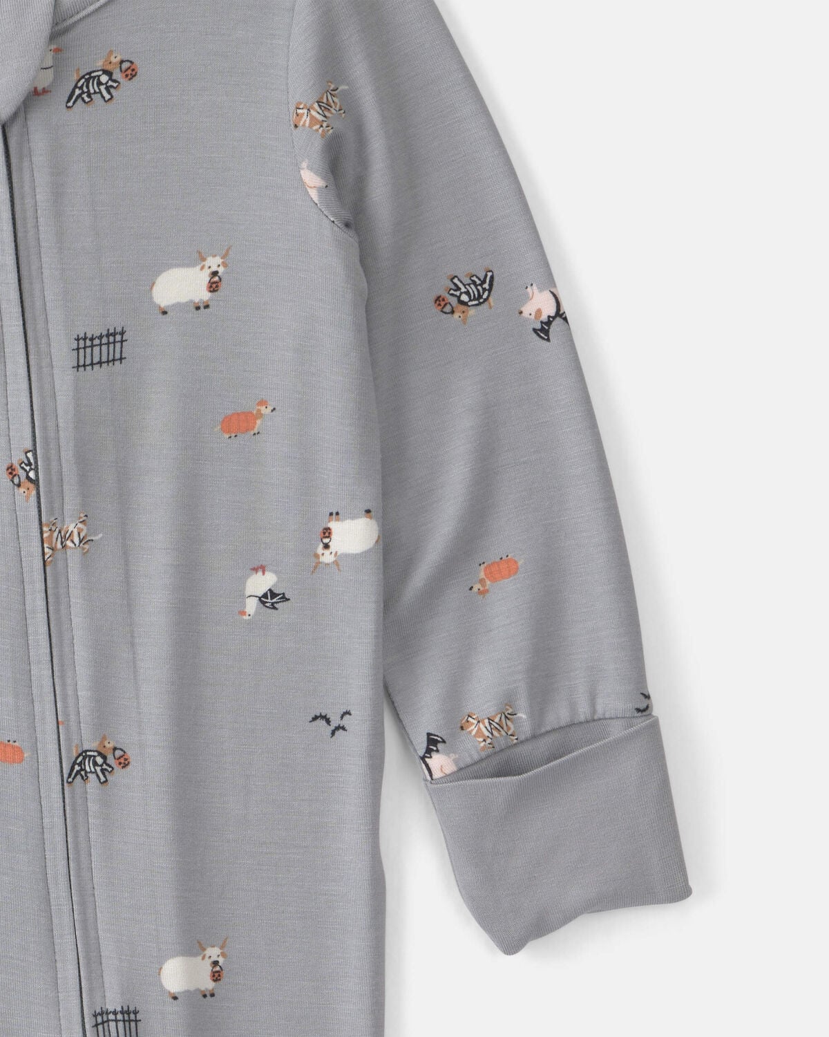 Baby Halloween PurelySoft™ 2-Way Zip Sleep & Play Pajamas - Grey - Image 4