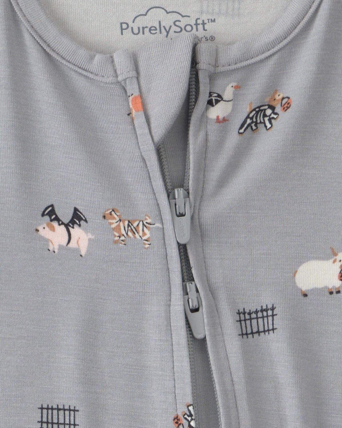 Baby Halloween PurelySoft™ 2-Way Zip Sleep & Play Pajamas - Grey - Image 7