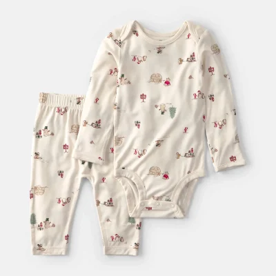 Baby 2-Piece North Pole PurelySoft™ Long-Sleeve Bodysuit & Pant Set - Cream