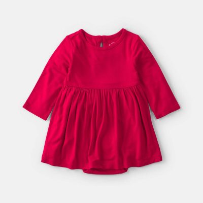 Baby Girl PurelySoft™ Long-Sleeve Bodysuit Dress - Red