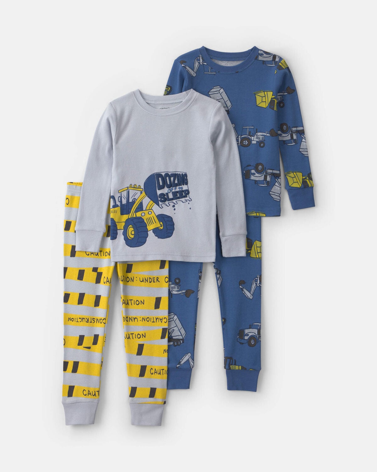 Baby Boy 4-Piece Construction 100% Cotton Snug Fit Pajama Set - Blue
