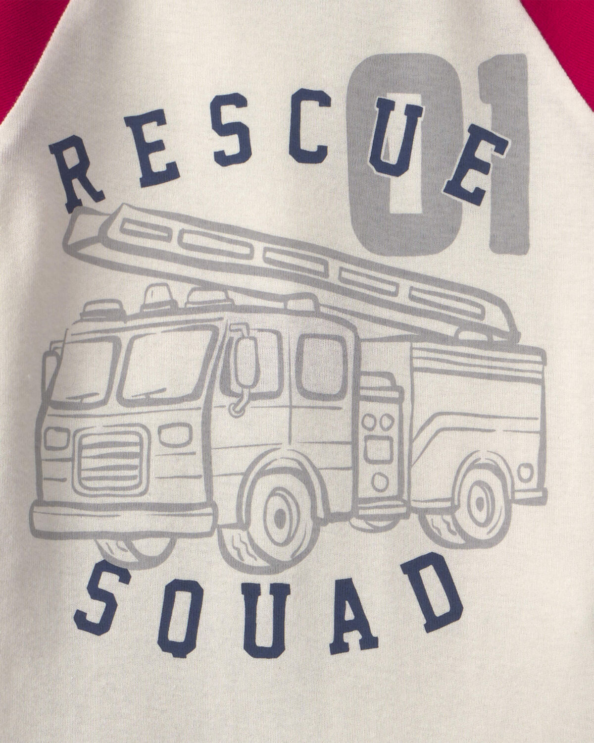 Baby Boy 4-Piece 'Rescue Squad' Firetruck 100% Cotton Snug Fit Pajama Set - Red/Blue - Image 2
