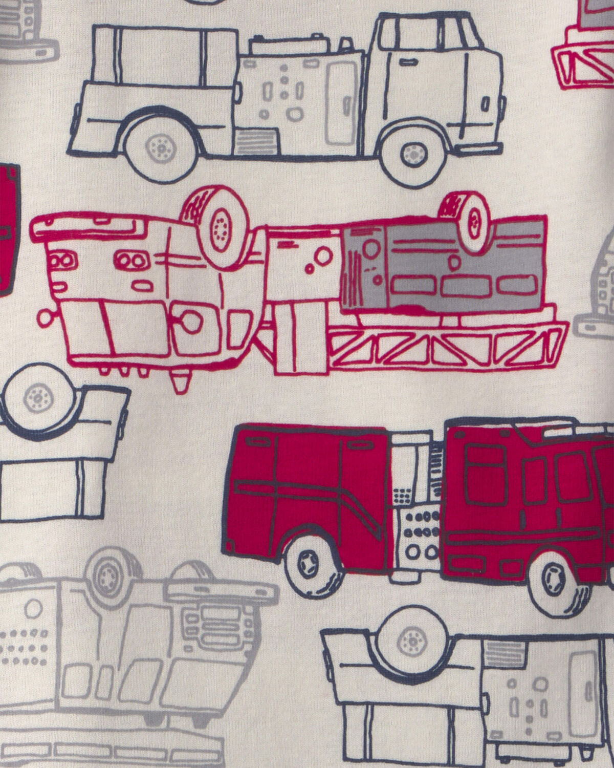Baby Boy 4-Piece 'Rescue Squad' Firetruck 100% Cotton Snug Fit Pajama Set - Red/Blue - Image 3