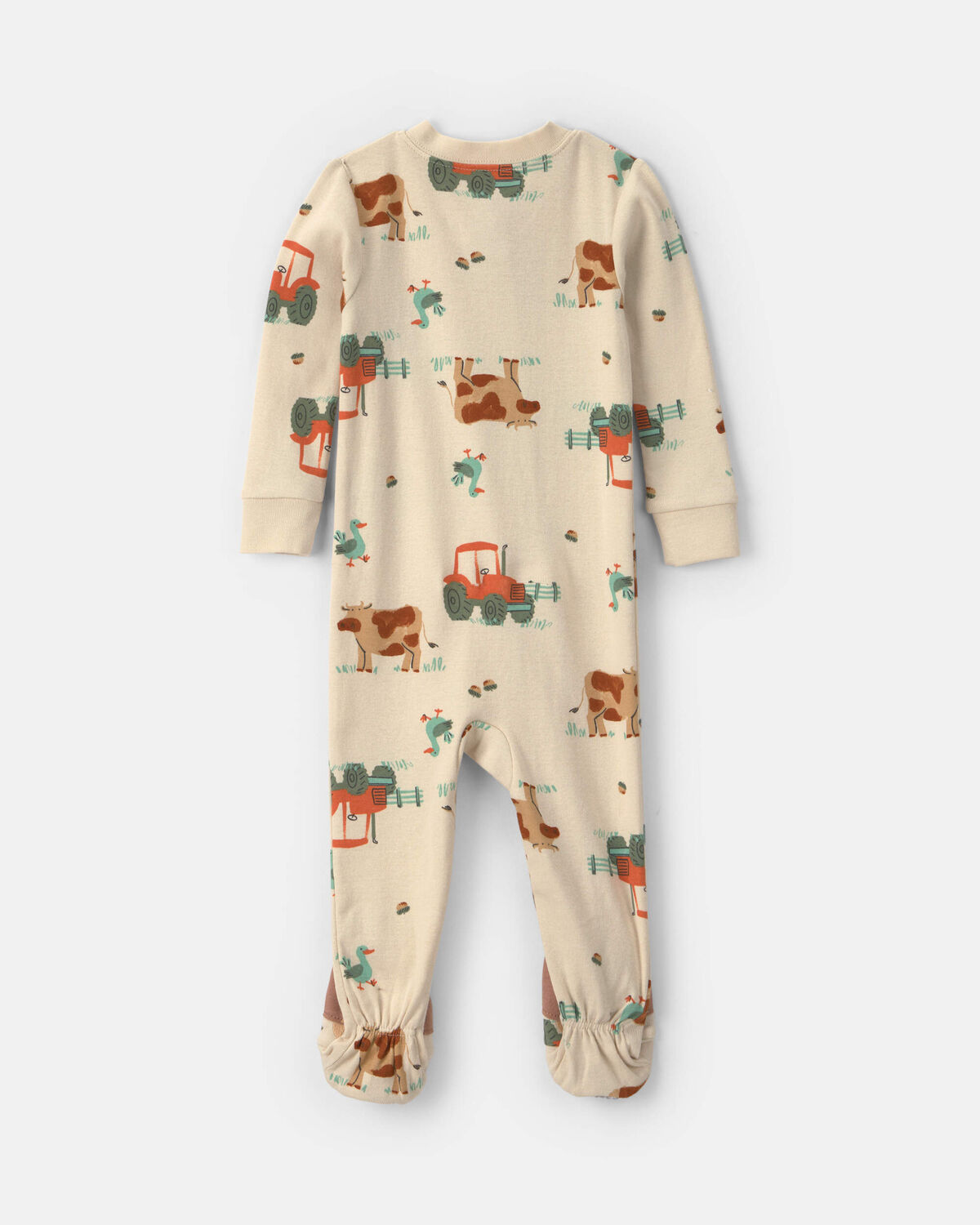 Baby Boy 1-Piece Farm 2-Way Zip 100% Cotton Snug Fit Footed Pajama - Cream - Image 6