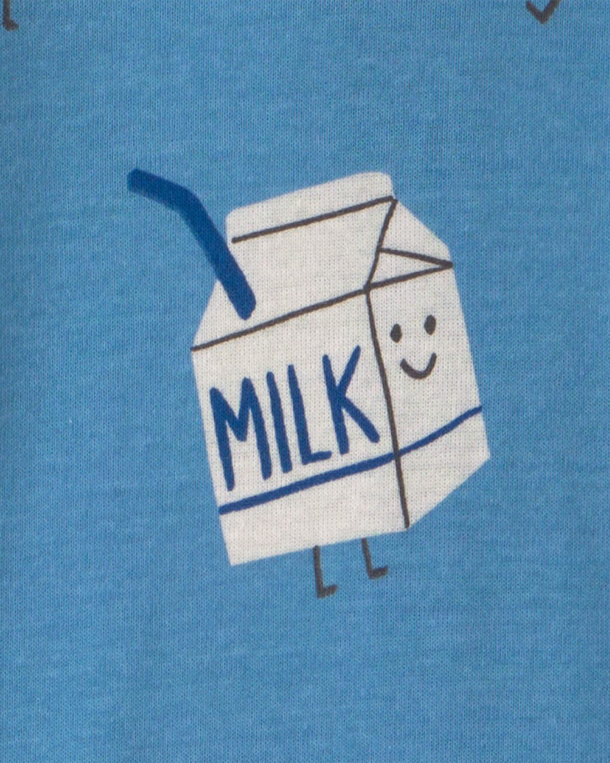 Baby Boy 1-Piece Milk & Cookies 2-Way Zip 100% Cotton Snug Fit Footed Pajama - Blue - Image 3