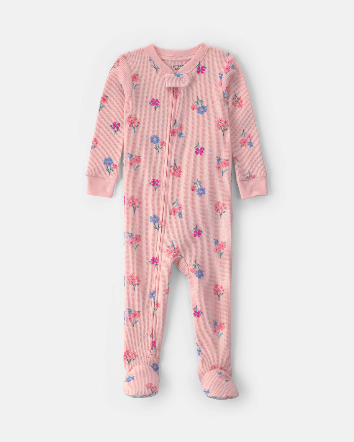 Baby Girl 1-Piece Floral Thermal Snug Fit Footed Pajama - Pink