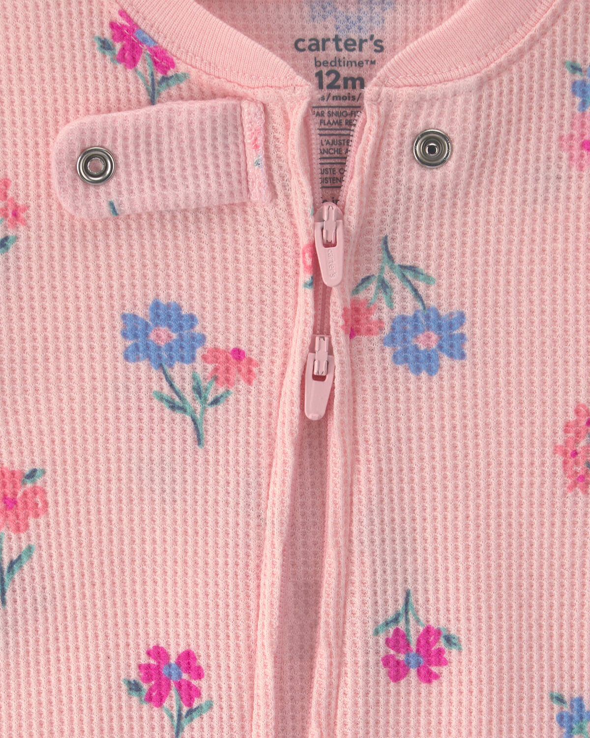 Baby Girl 1-Piece Floral Thermal Snug Fit Footed Pajama - Pink - Image 3