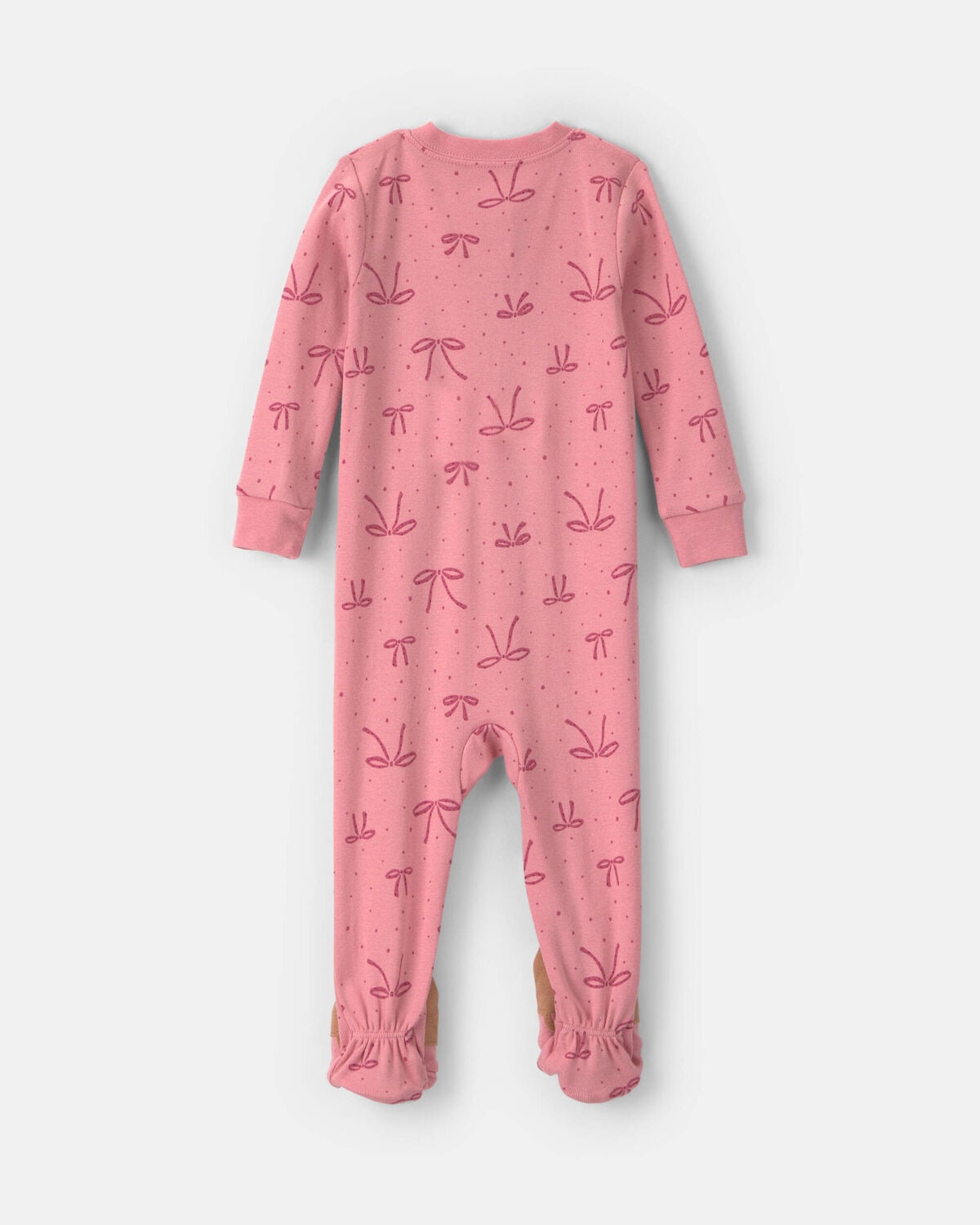 Baby Girl 1-Piece Bows 2-Way Zip 100% Cotton Snug Fit Footed Pajama - Pink - Image 2